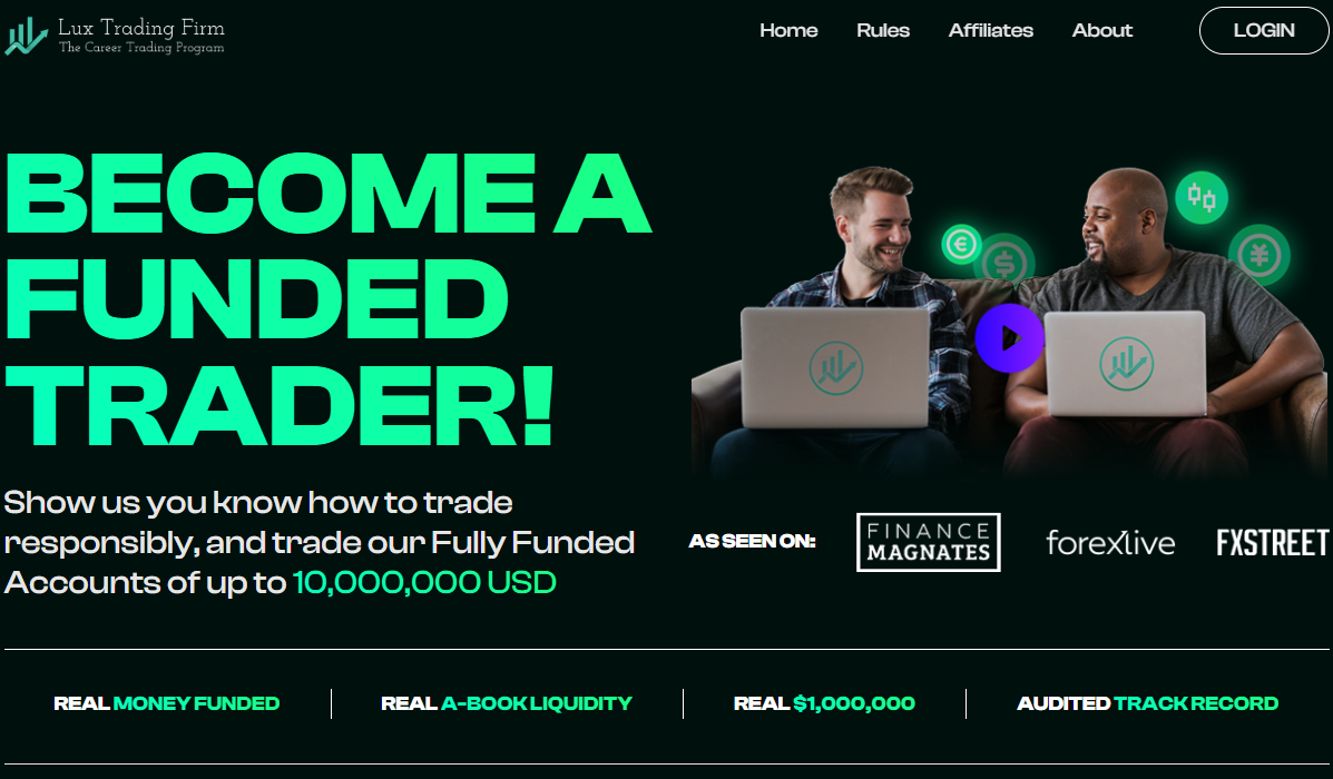 Lux Trading Firm homepage