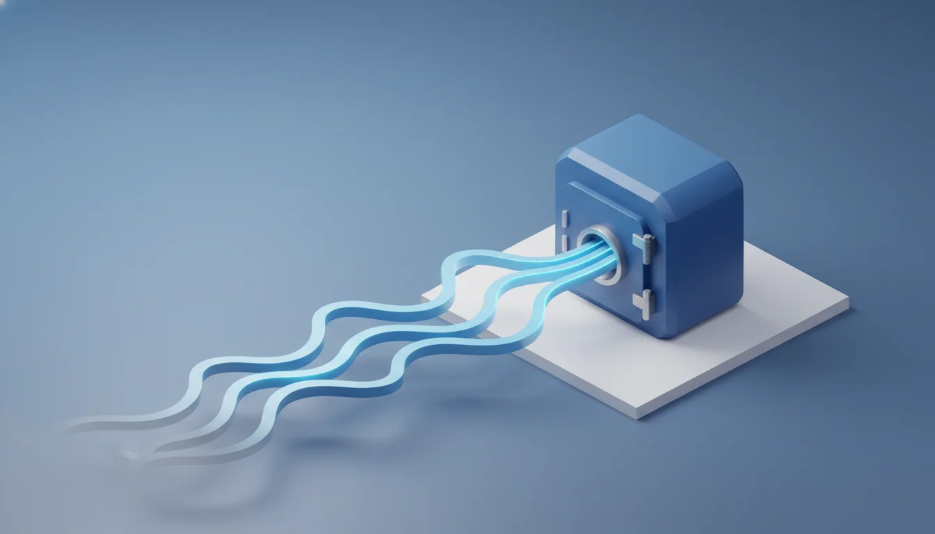 Illustration of revenue streams flowing into a vault with a fading stream beside it.
