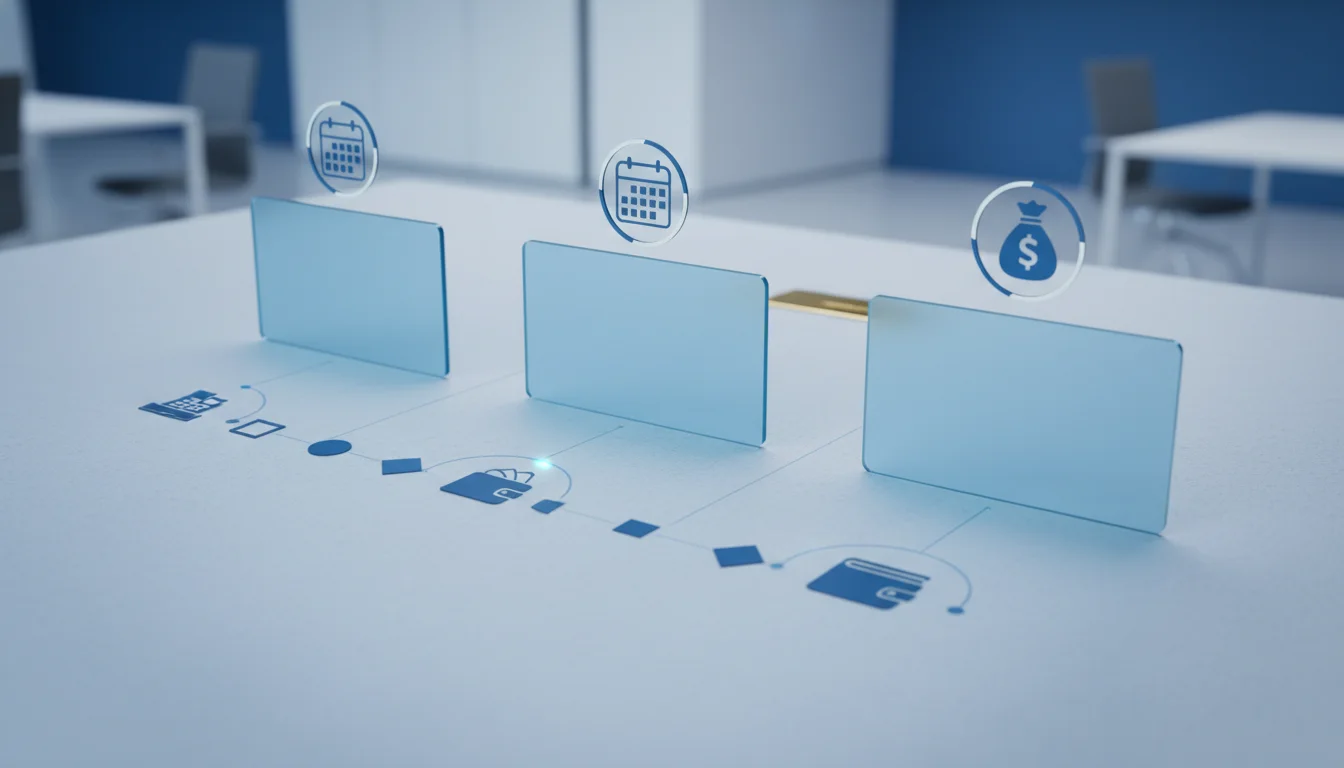 Editorial illustration of blank comparison cards in a futures trading workspace.