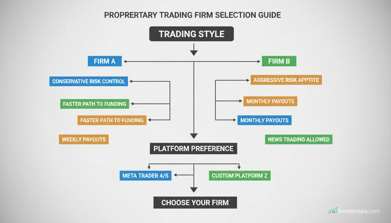 Decision flow for choosing between prop firm rule styles