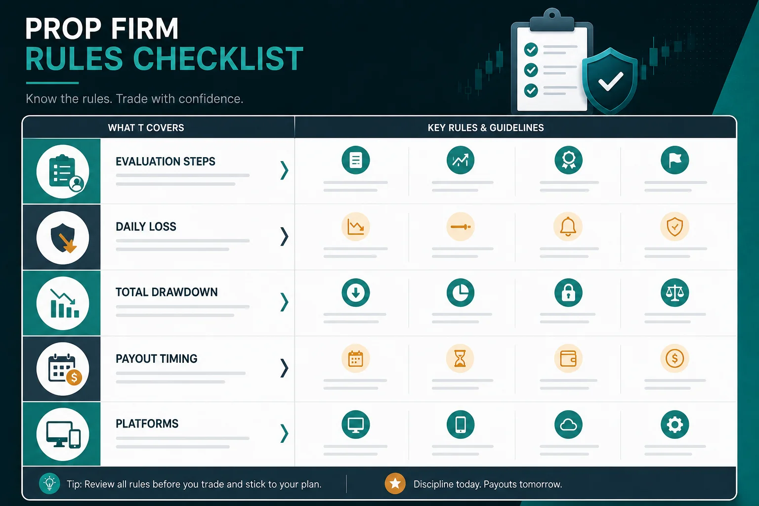 Prop firm rules checklist visual