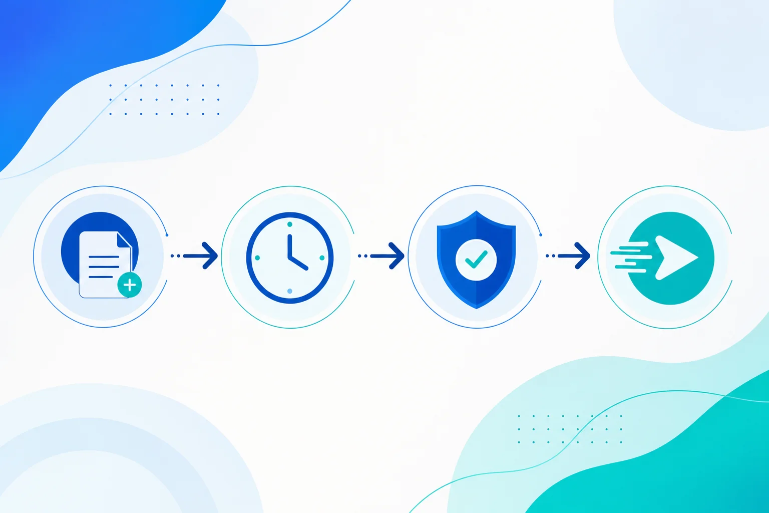 Illustration of an abstract payout request timeline with review and transfer stages.