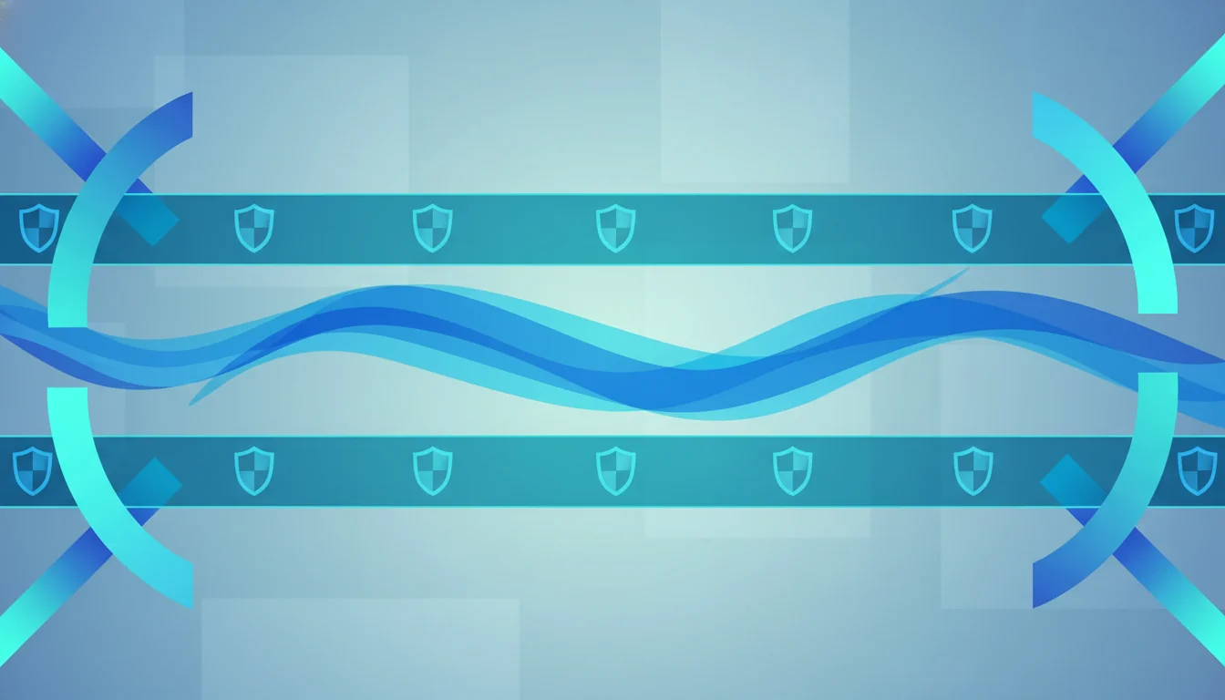Abstract drawdown guardrail visual showing protective daily and total loss boundaries.