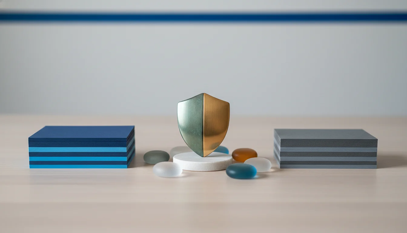 Balanced card stacks and shield for review tradeoffs.
