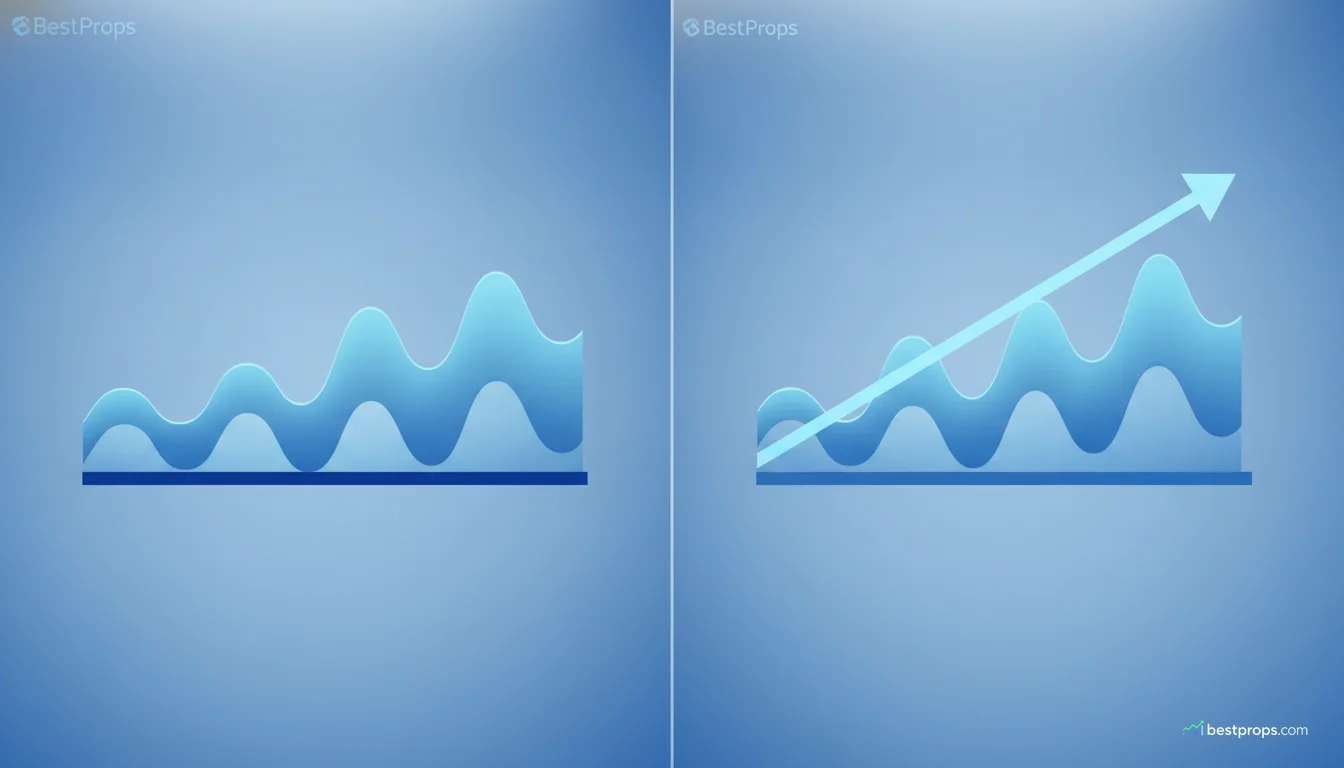 Abstract side-by-side visual contrasting fixed and adaptive drawdown boundaries.