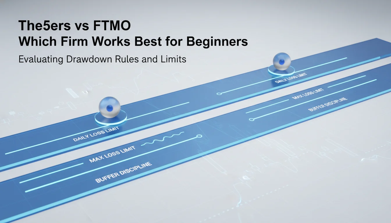 Drawdown rule lanes comparing daily loss, max loss, and buffer discipline for FTMO and The5ers.