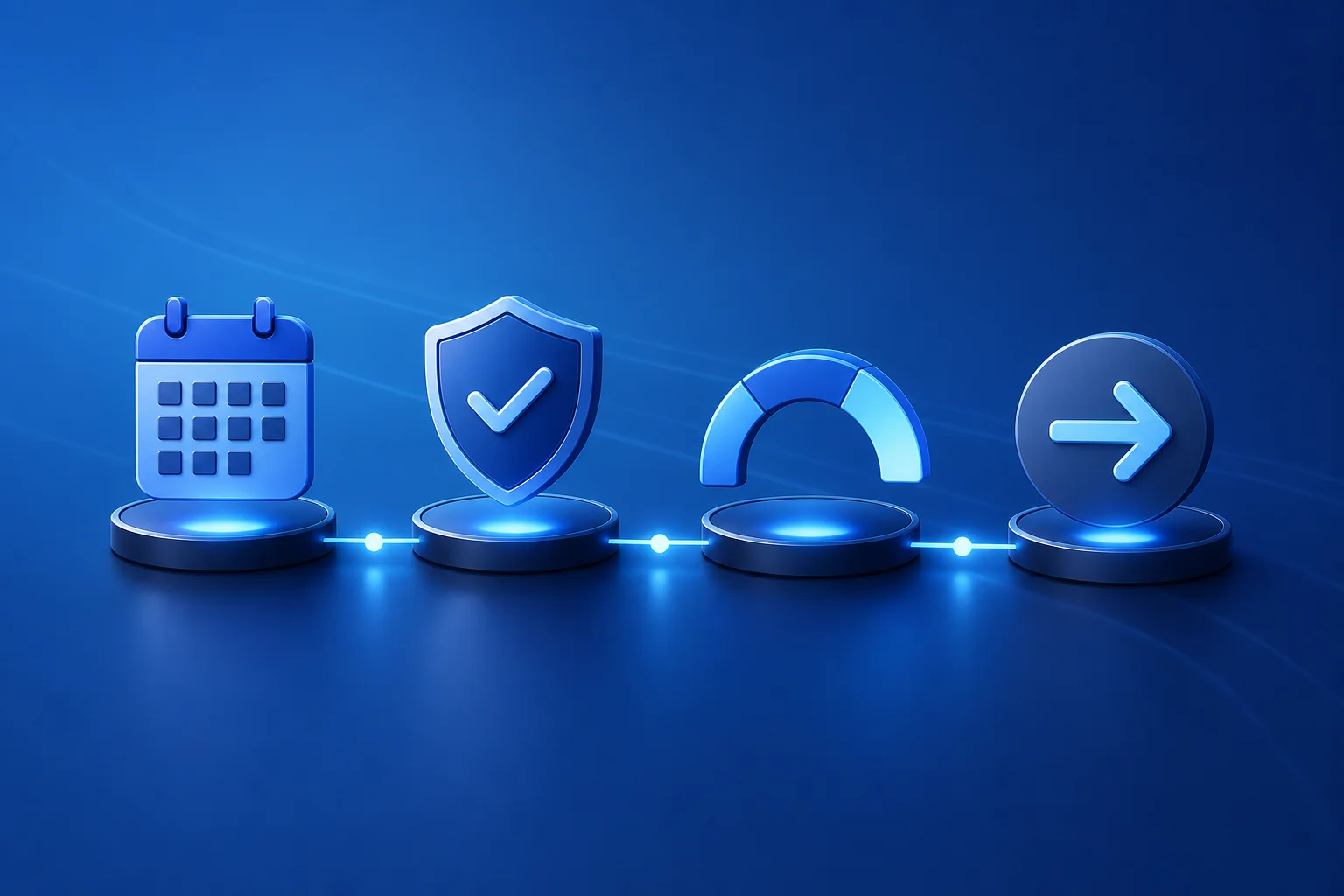 Text-free payout eligibility workflow with calendar, shield, and withdrawal icons.