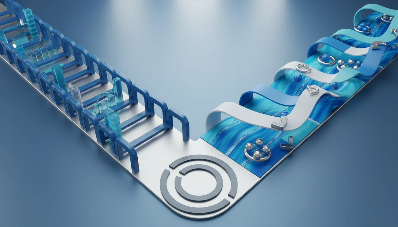 Decision path visual contrasting structured guardrails with flexible payout choices.